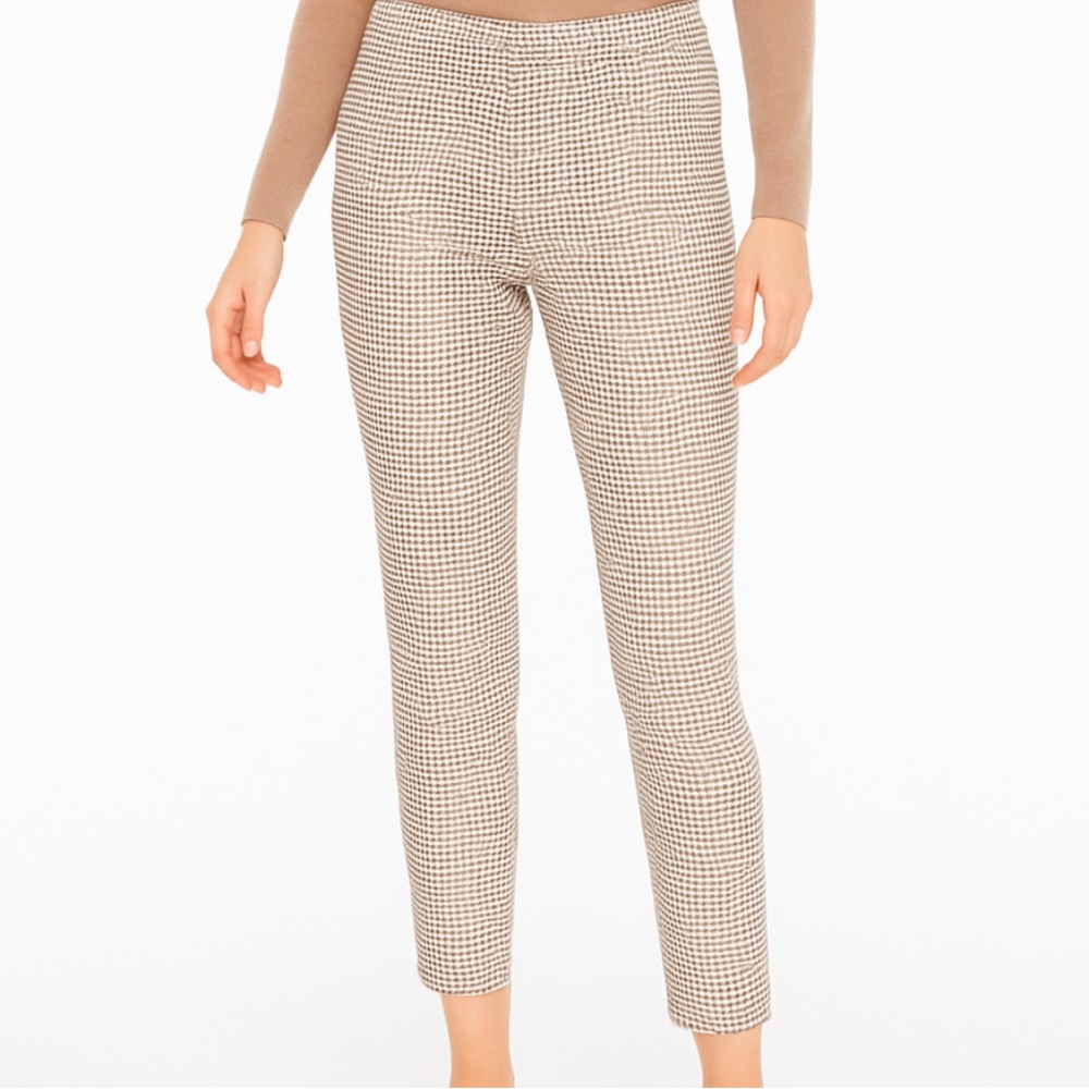Talbots Stretch Slim Ankle Pants Beige Tan Geometric Print Size 8